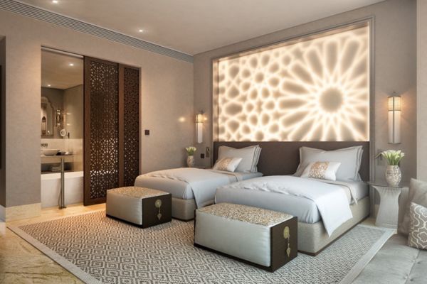 mẫu trần thạch cao phòng ngủ khách sạn đơn giản