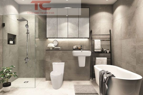 mẫu thiết kế trần thạch cao phòng tắm đơn giản